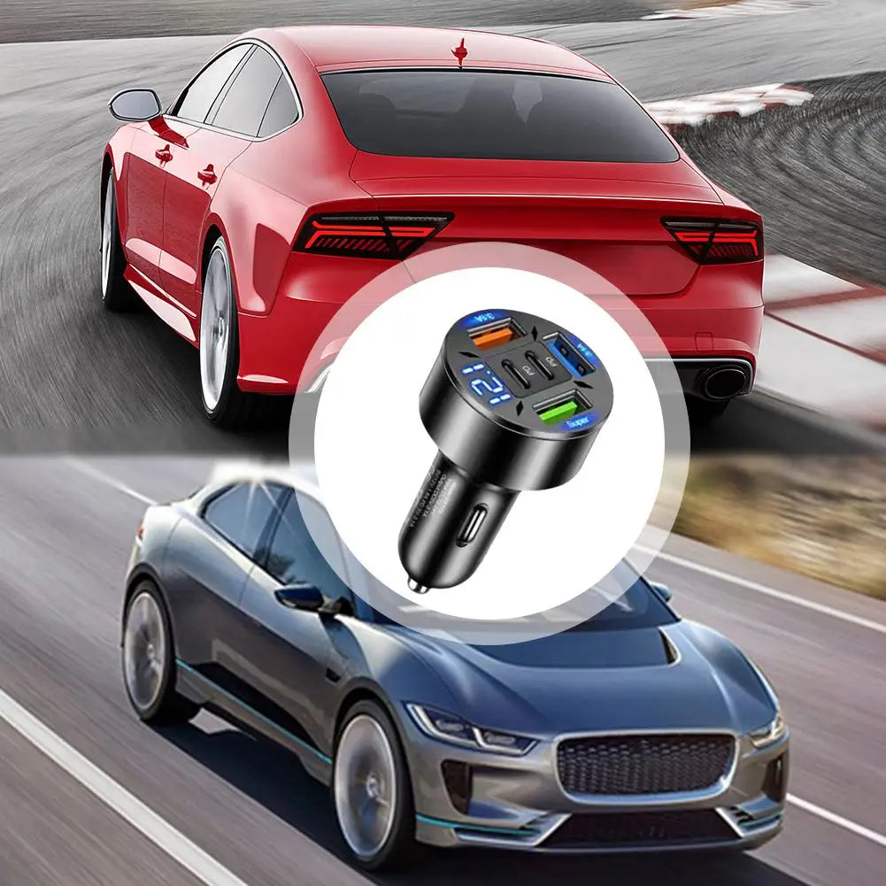 250W 5 Ports Car Charger Fast Charging PD QC3.0 USB C Car Phone Charger Type C Adapter In Car For IPhone