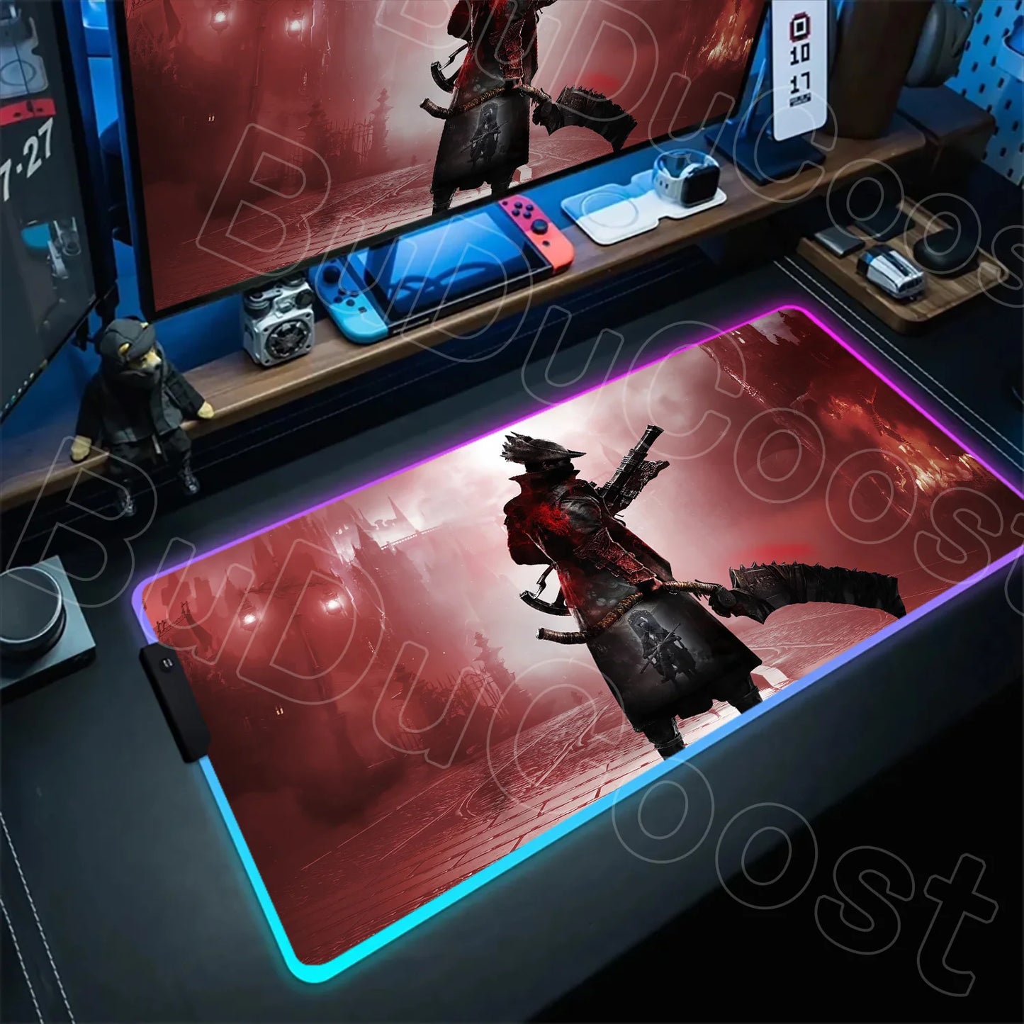 B-Bloodborne Large Gaming RGB Mouse Pad Office Laptop Accessories Non-Slip Rubber Mousepad Anime Cartoon New HD Desk Mats Carpet