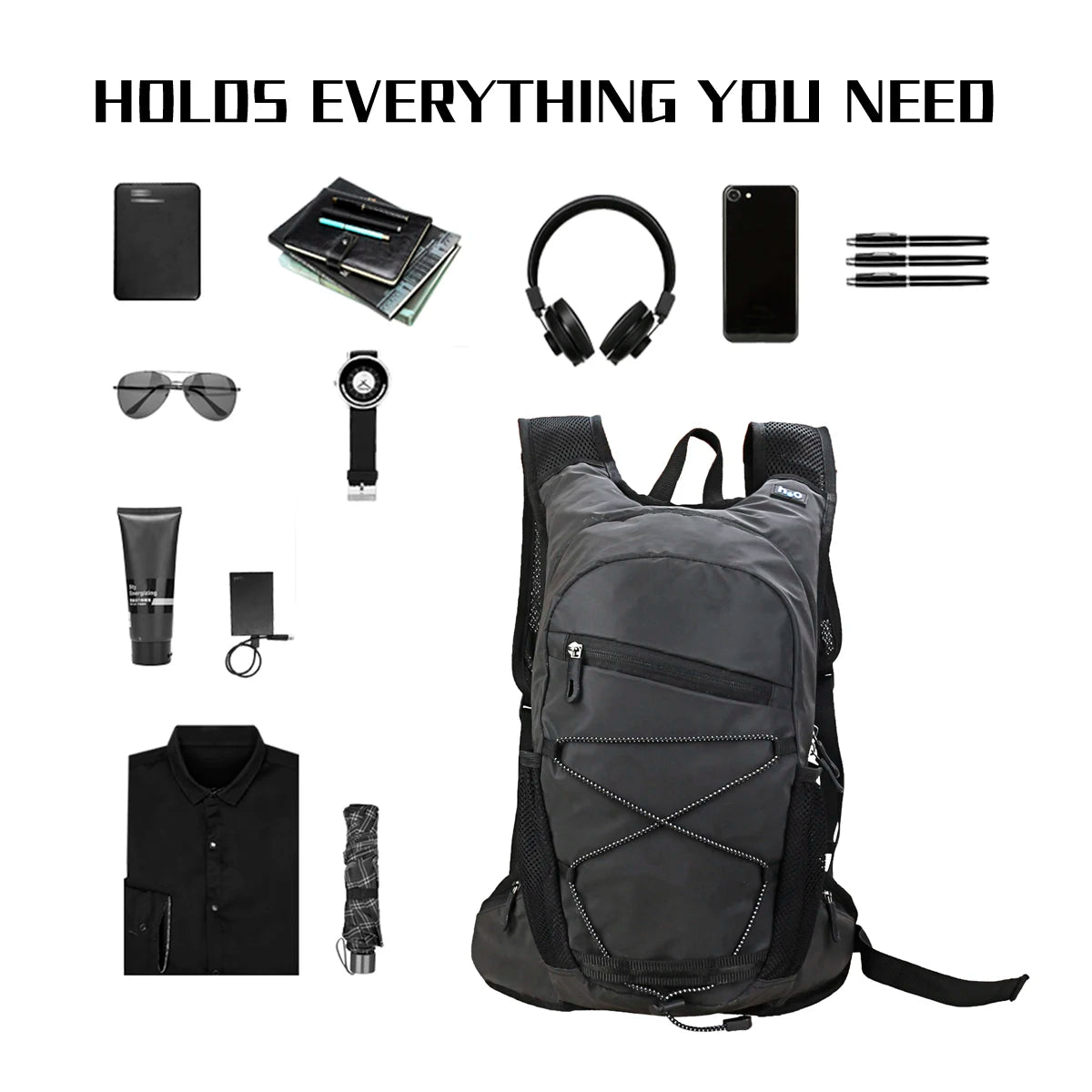 Reflective backpack, outdoor mountaineering bag, hydration bladder, hiking, high-capacity sports moto, trail running backpack