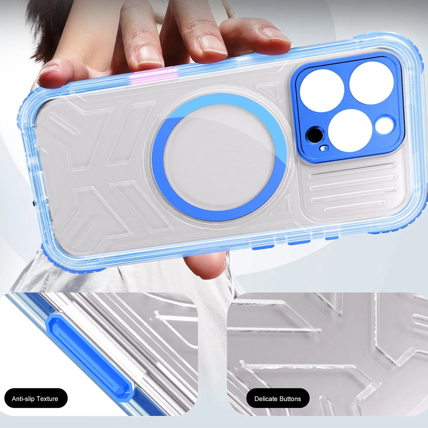 Phone Case Water Proof Magnetic IP68 Full Body Shockproof Cell Phone Cover Built in Camera Control Fully Sealed Phone Protector