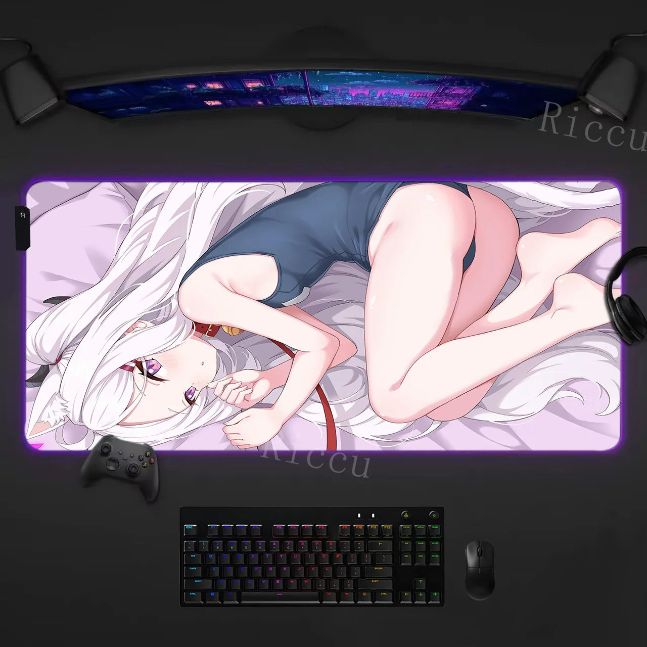 RGB HD Ryuuge Kisaki Blue Archive Game Mousepad Large Keyboard Desk Mat Gaming Mouse Pad LockEdge Edge PC Computer Mat E-Sports