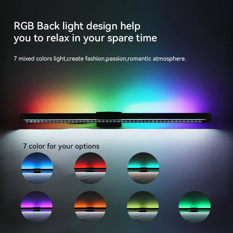 Computer Monitor Light Bar RGB Rhythm Screen Hanging Lights Stepless Dimming Desk Lamp For Study Reading Gaming Table Lighting