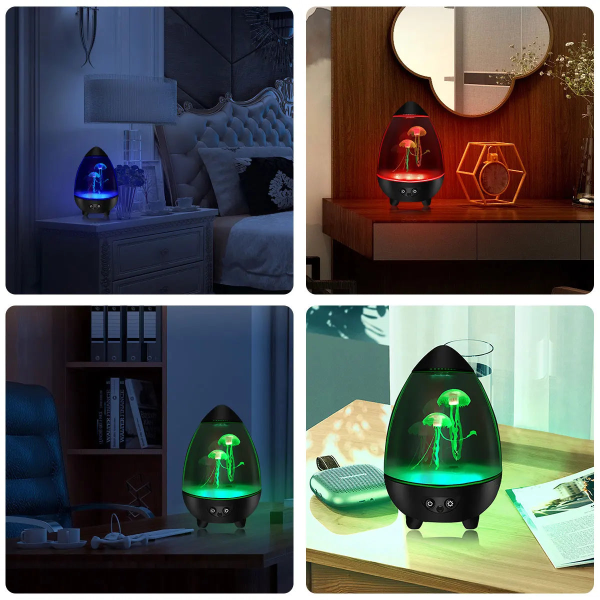 LED Jellyfish Lamp Mute Jellyfish Night Light USB Charging Egg/Cylinder Shape Desktop Aquarium Mood Light Remote RGB Table Decor