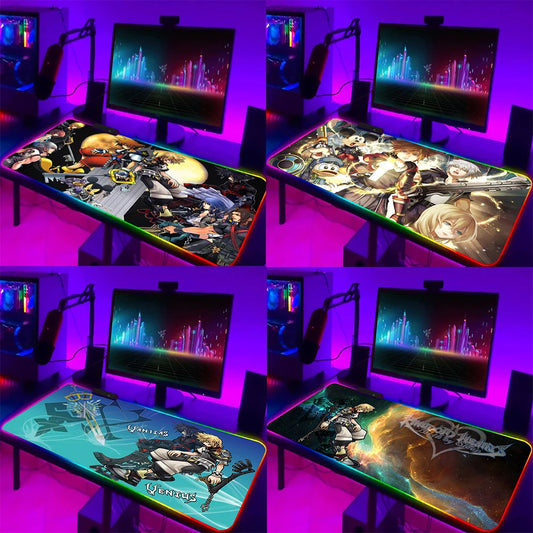 Games Kingdom Hearts RGB Pc Gamer Keyboard Mouse Pad Mousepad LED Glowing Mouse Mats Rubber Gaming Computer Mausepad