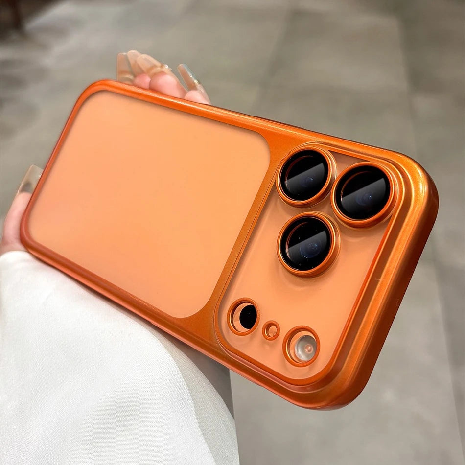 Luxury Matte Hard PC Ultra Slim Case for iPhone 17 Pro Max 16 15 14 13 Plating Camera Film Protector Frosted Shockproof Cover