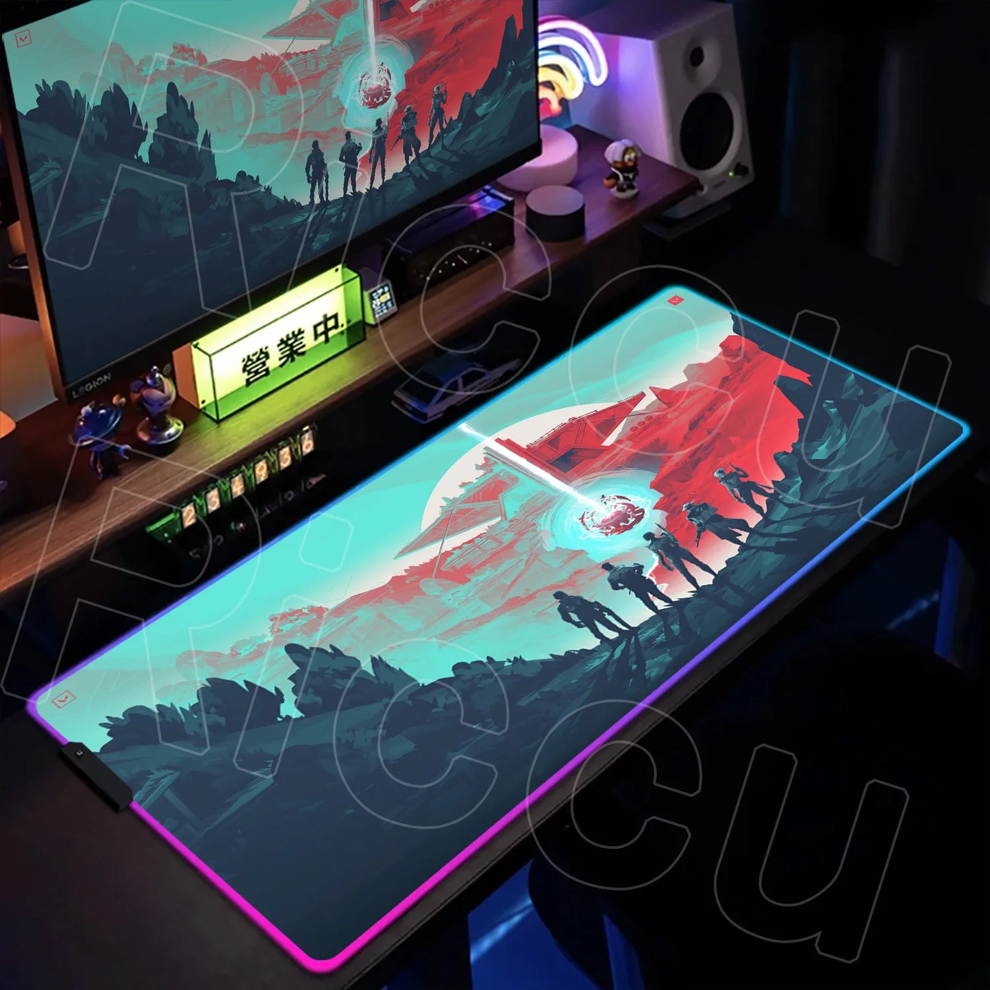 RGB Mouse Pad Gaming Valorant Computer Mice Mat Gamer Led Glowing Keyboard Mausepad 30x80cm PC Cabinet Carpet Office Accessories