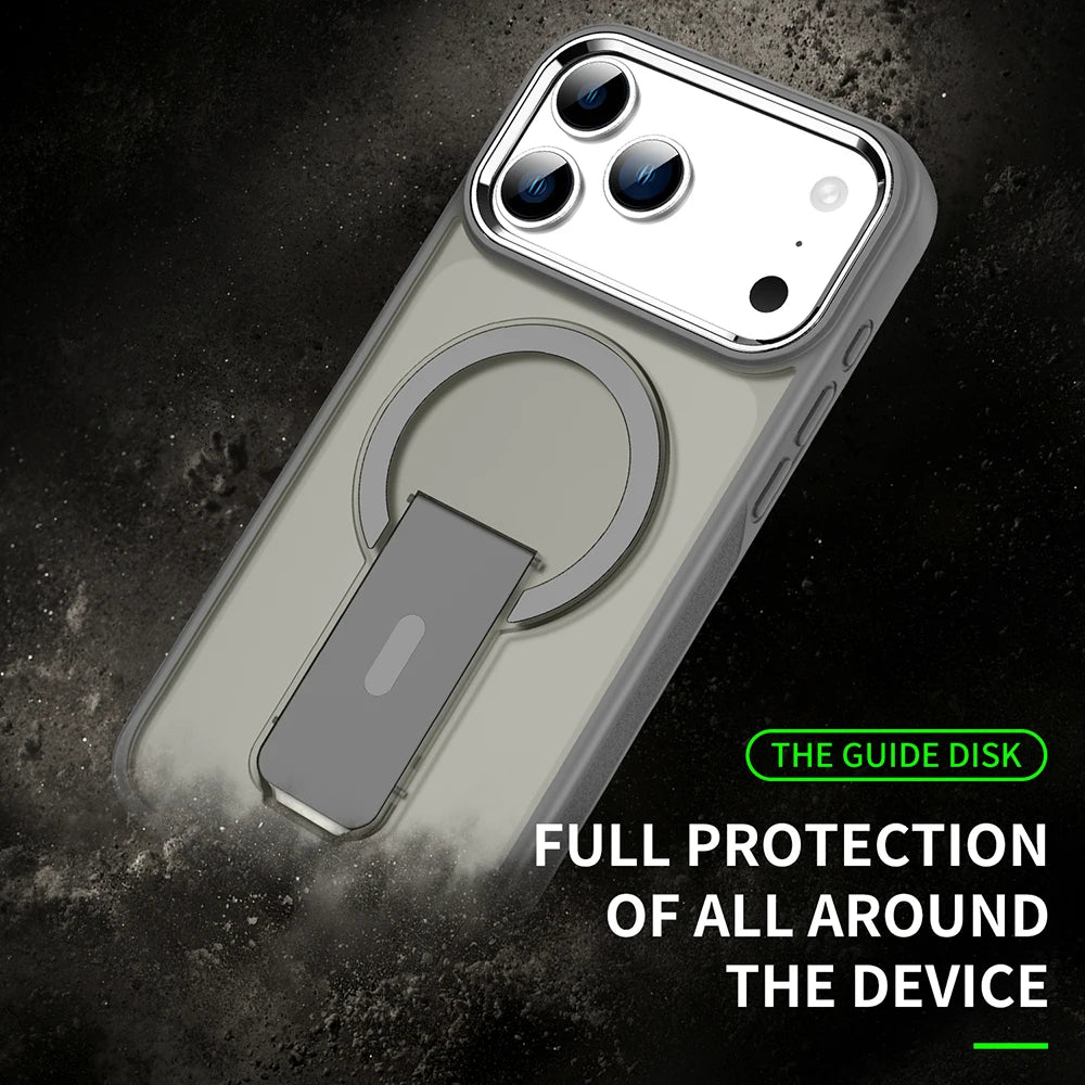 Luxury For Magsafe Phone Case For iPhone 17 Pro Max Air Magnetic Wireless Charge Folding Stand Holder Matte Cover Cases