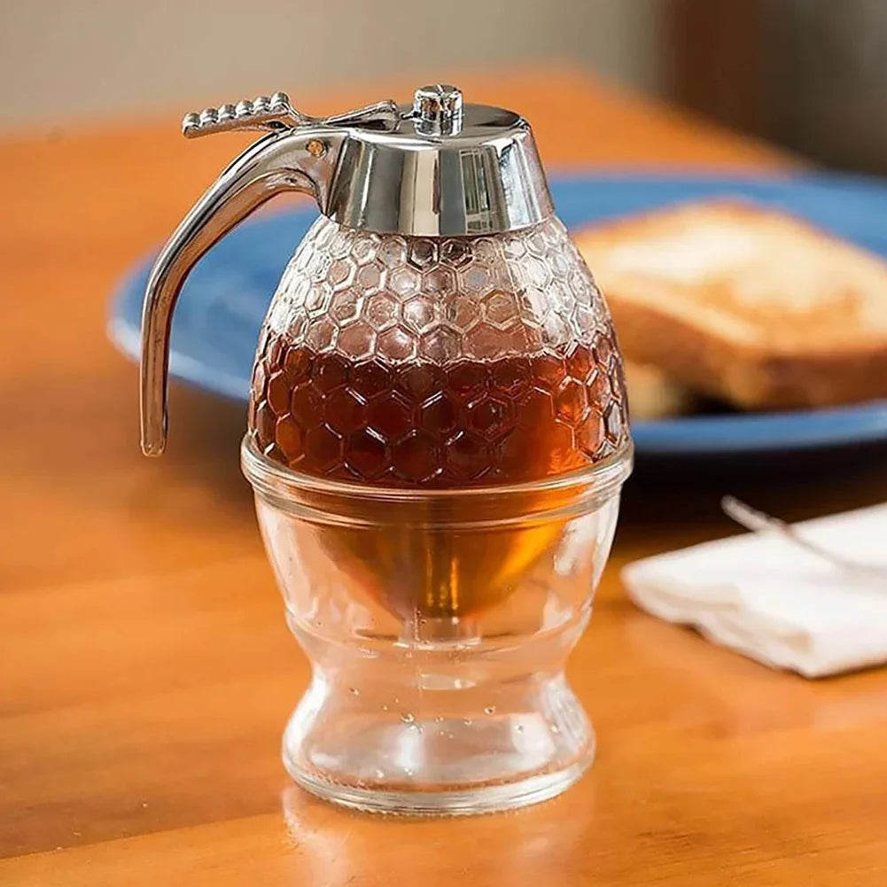 Syrup Dispenser with Stand Honey Pourer Dispenser Olive Oil Dispenser Bottle for Home Kitchen Storing Honey and Syrup
