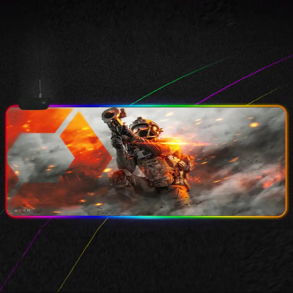 Cool Battlefield 6 Mouse Pad RGB Gaming Mouse Pad XXL, Extended Surface, Non-Slip, Smooth, LED Lights, Perfect Desk Mat
