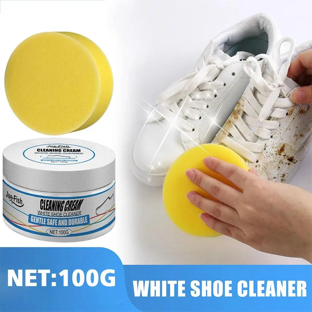 White Shoes Cleaning Cream Stains Remover Shoes Whitening All-Purpose Cleansing Cream With Wipe Sponge For Shoes Sneakers