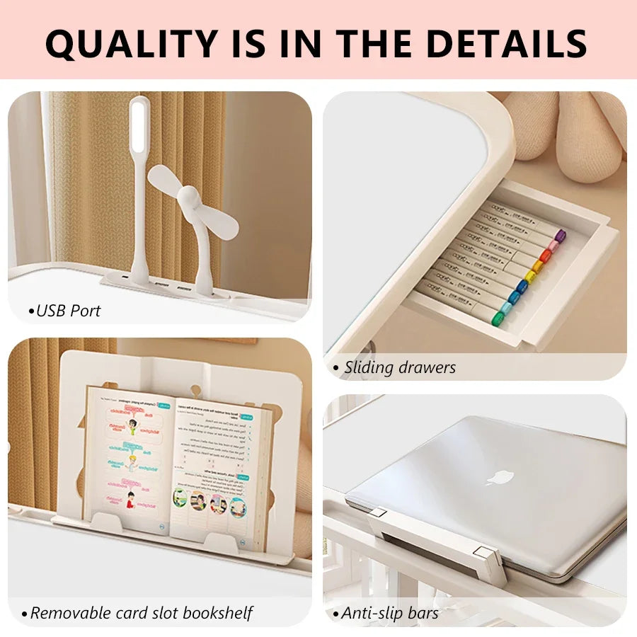 Foldable Bed Desk, Laptop Desk, Adjustable Computer Desk, Office Desk, Children's Study Desk, Bedroom Living Room Desk