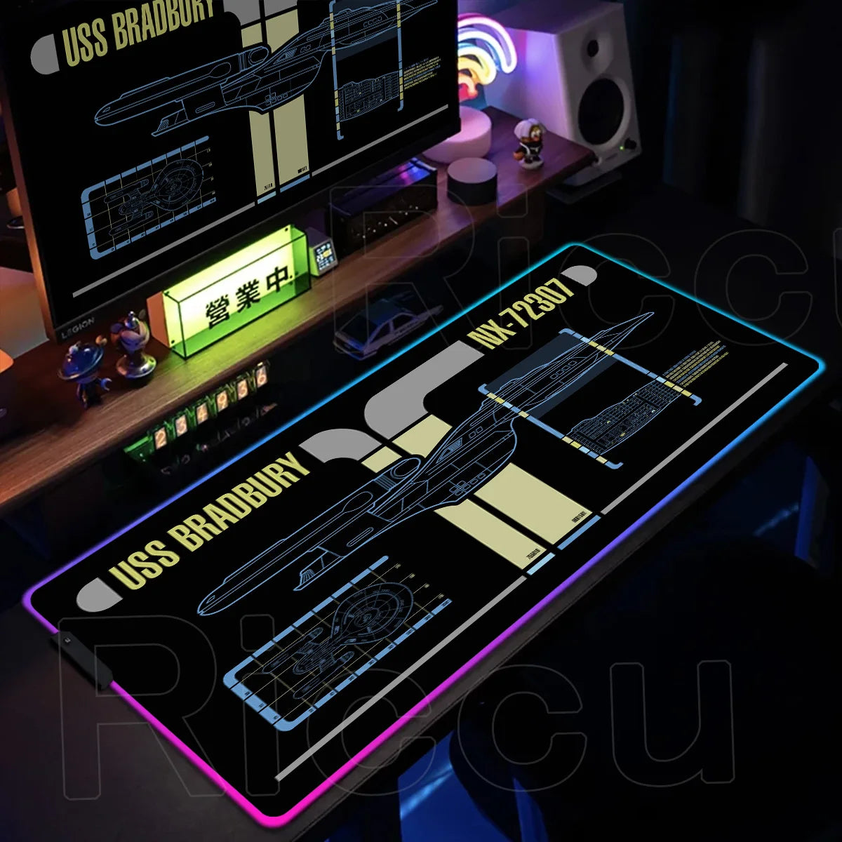 RGB Pc Gamer S-Star Treks Keyboard Expansion Mouse Pad LED Glowing Mat Rubber Backlight Gaming Computer Laptop Home Office Setup