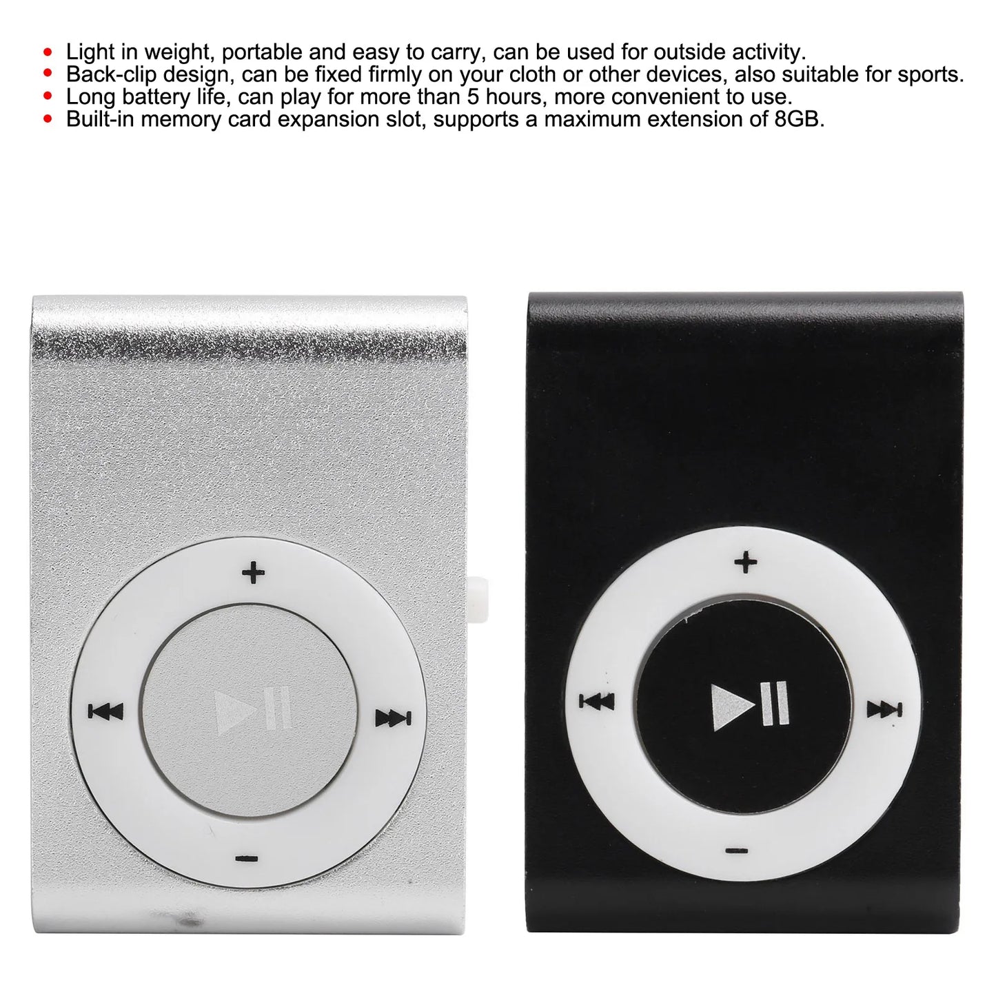 Portable Digital Music Media Player MiniMP3 BackClip Player with Earphone and USB Cable Mini Music Player Portable Music Player