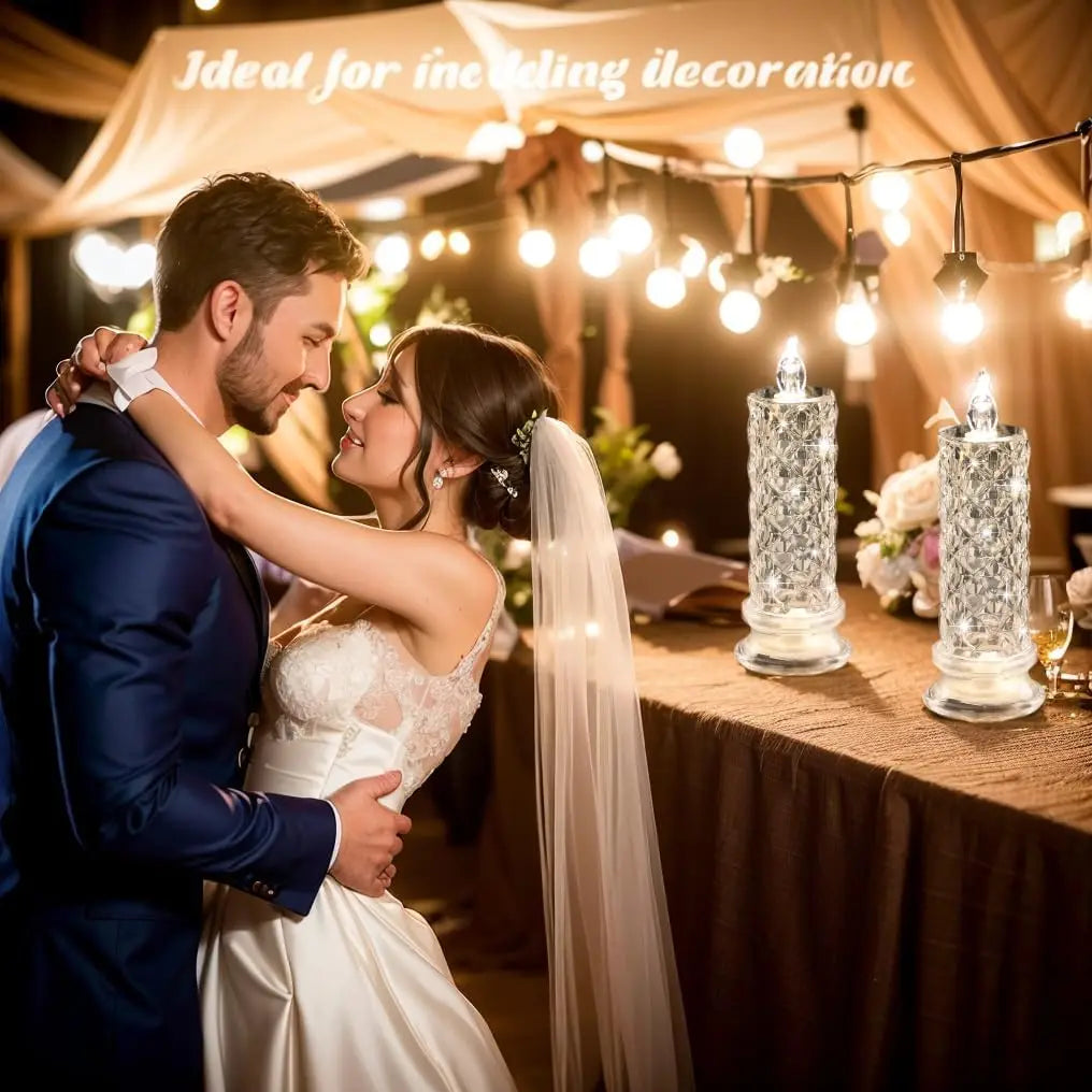 1/2PCS LED Flameless Candles Rose Crystal LED Candle Light for Valentine's Day Bedroom Wedding Christmas Home Decorations Crafts