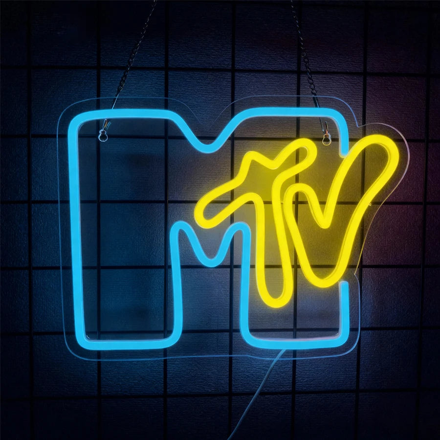 Music Led Neon Sign, Music Tv Letter Icon, Used For Bedroom, Music Studio, Recording Studio, Radio Station, Beer Bar Art Decor.