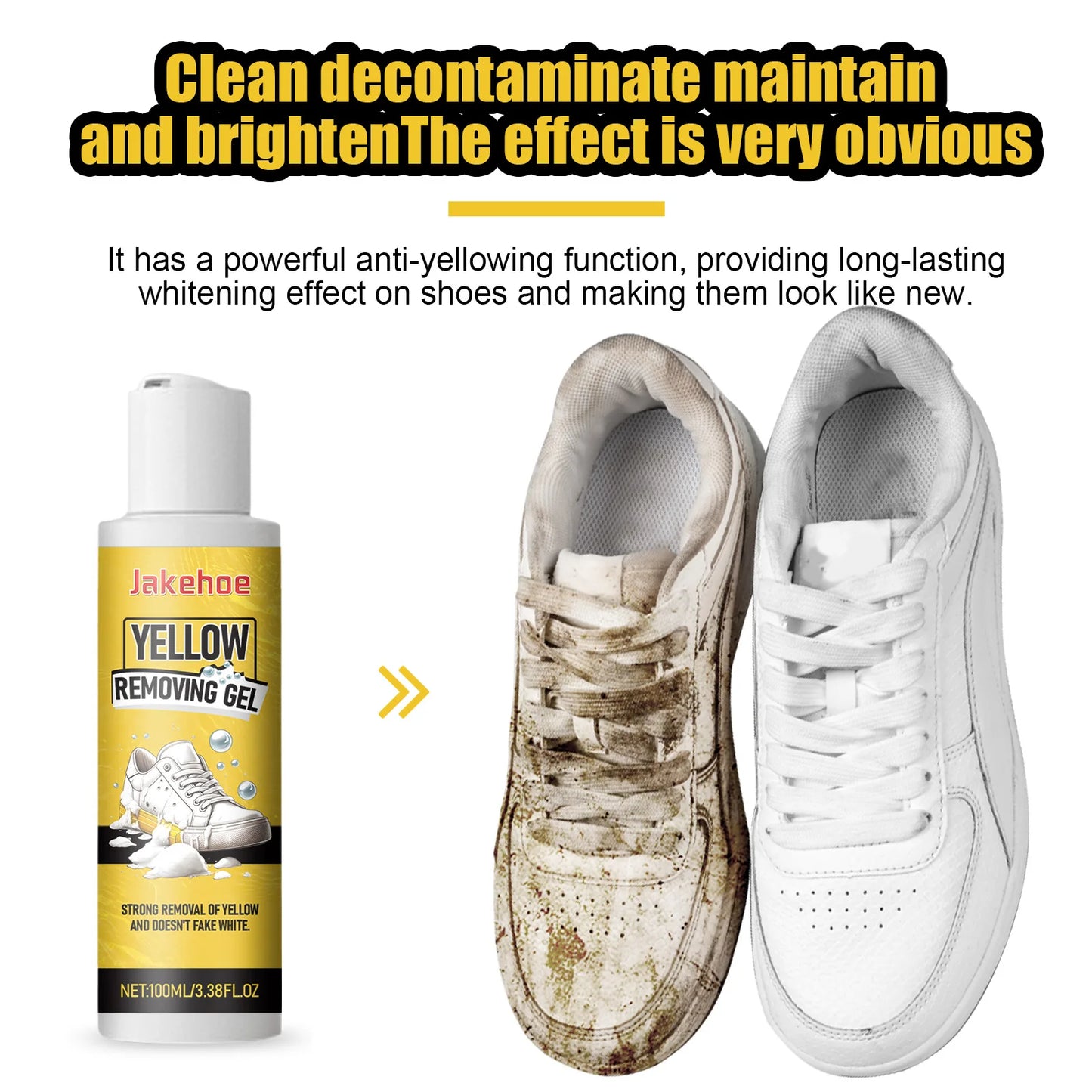 White Shoes Cleaner Stains Dirt Remover Shoe Whitening Cleaning Sneaker Remove Yellow Edge White Shoes Cleaning Gel Kit 100ml