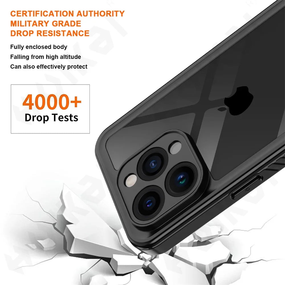 IP68 Shellbox Waterproof Case For iPhone 17 16 15 14 13 12 11 Pro Max XR XS Plus 8  Metal Aluminum Swimming Phone Luxury Cover