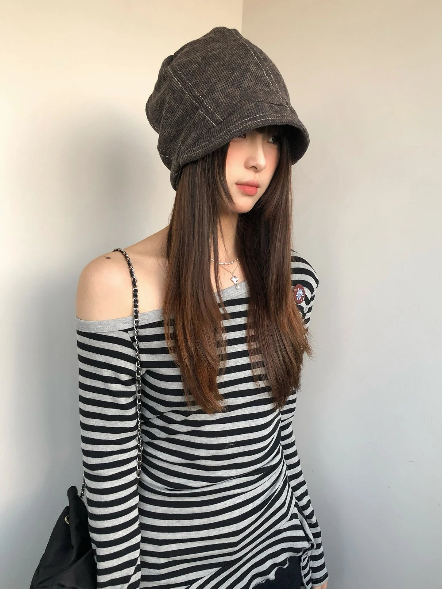 Retro American Fisherman's Hat For Women Autumn And Winter Hat With Large Head Circumference For Street Leisure Beanie Cap