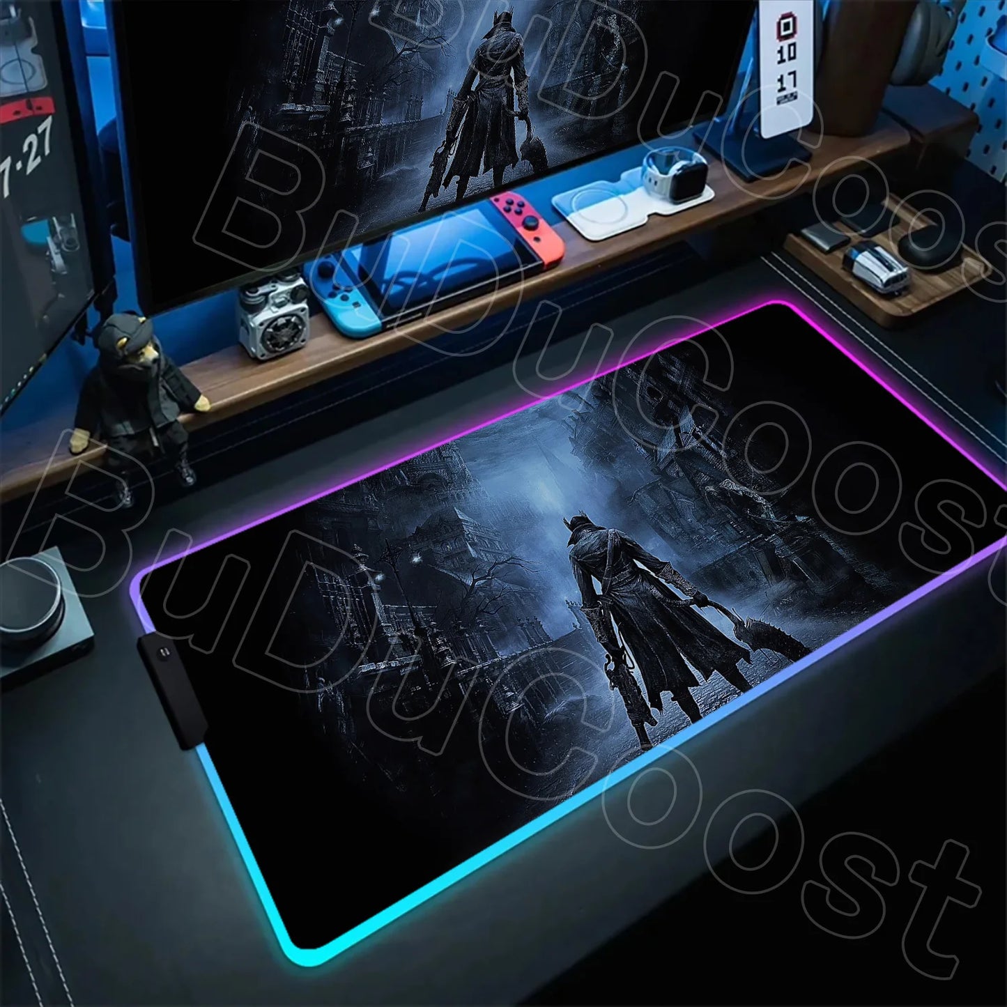 B-Bloodborne Large Gaming RGB Mouse Pad Office Laptop Accessories Non-Slip Rubber Mousepad Anime Cartoon New HD Desk Mats Carpet