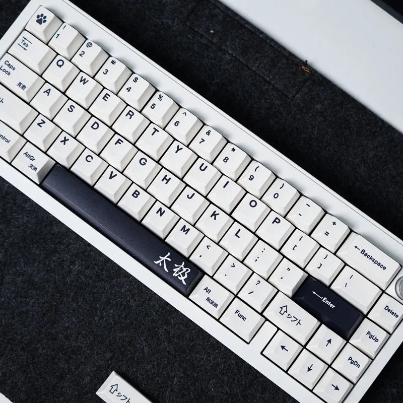 GMK Keycaps Milk White Minimalist Tai Chi English 144 Key PBT keycaps Dye Sublimation Cherry Profile For Mechanical Keyboard 61