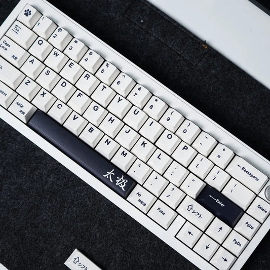 GMK Keycaps Milk White Minimalist Tai Chi English 144 Key PBT keycaps Dye Sublimation Cherry Profile For Mechanical Keyboard 61