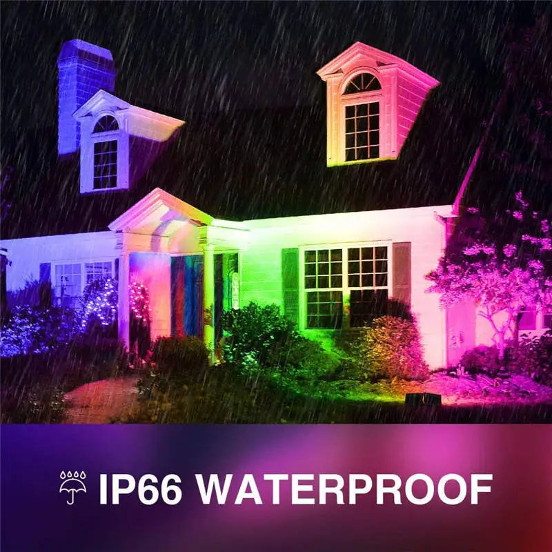 Led Colorful Floodlight Colorful RGB Color-changing Spotlight Outdoor Waterproof Landscape Garden Square Park Tree Greening Lamp
