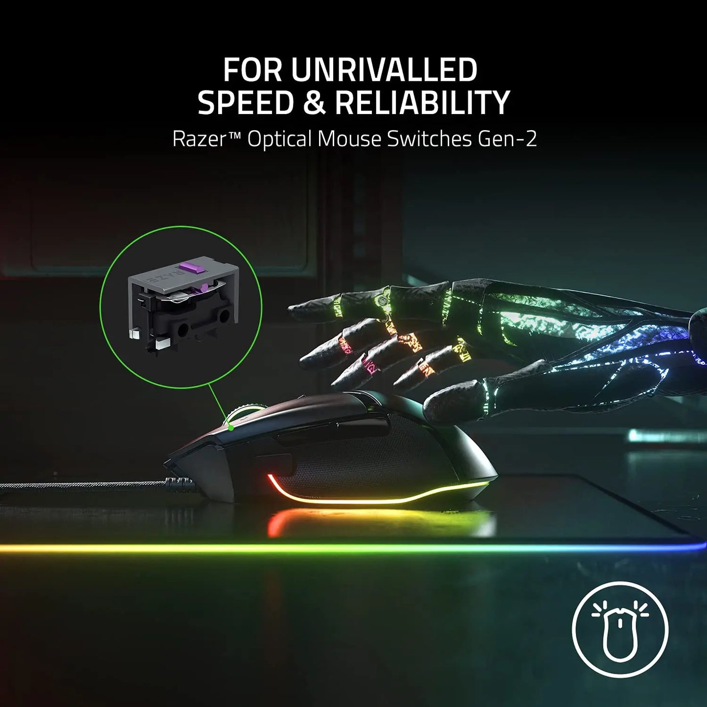 Razer Basilisk V3 Customizable Ergonomic Gaming Mous Chroma RGB Lighting - 26K DPI Optical Sensor - 11 Programmable Buttons
