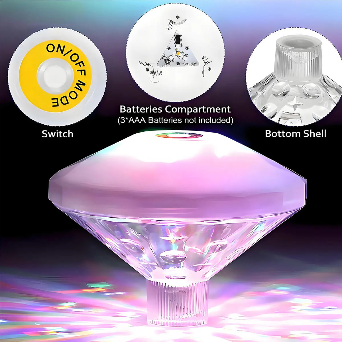 Floating Underwater Light RGB Submersible LED Disco Light Glow Show Swimming Pool Hot Tub Spa Lamp Bath Light