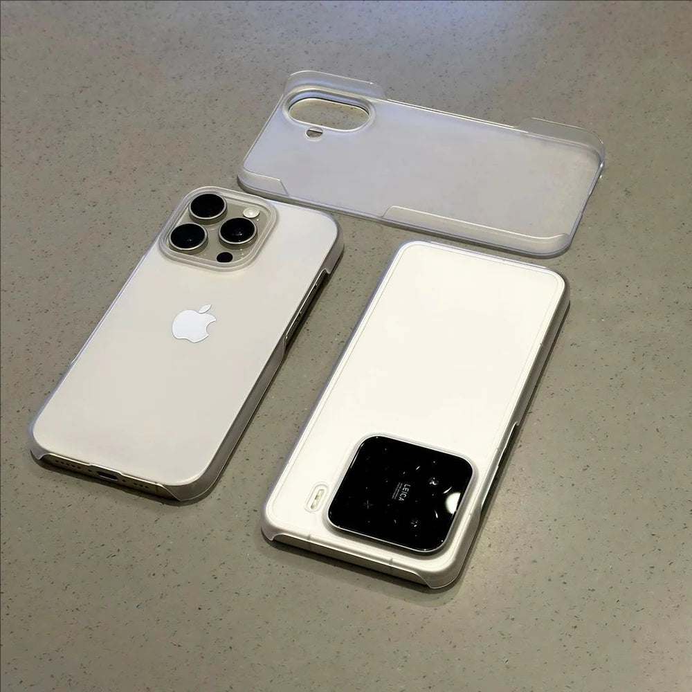 Half-Pack Case For iPhone 17 Air 16e 16 15 14 13 Pro Max Plus Mini Transparent Matte Back Cover Bezel-Less Shell Ultra Thin Slim