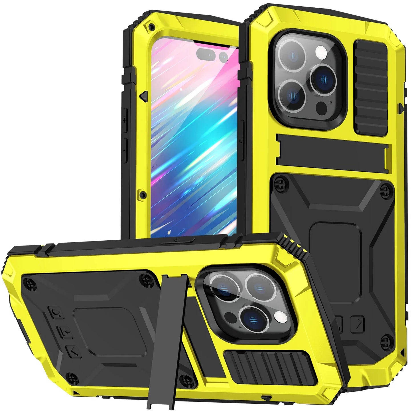 Luxury Rugged Armor 360 Full Phone Case For iPhone 16 15 14 Pro Max Plus 13 12 11 Metal Aluminum Shockproof Cover