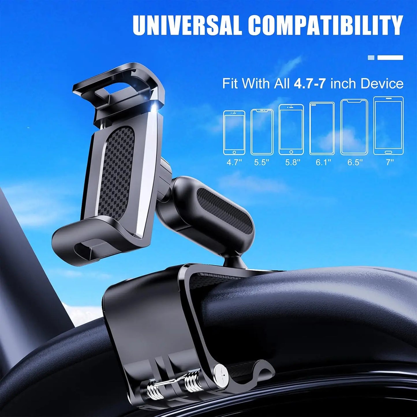 360 Degree Rotation Dashboard Cell Phone Holder for Car Clip Mount Stand Suitable for 4 to 7 inch Smartphones