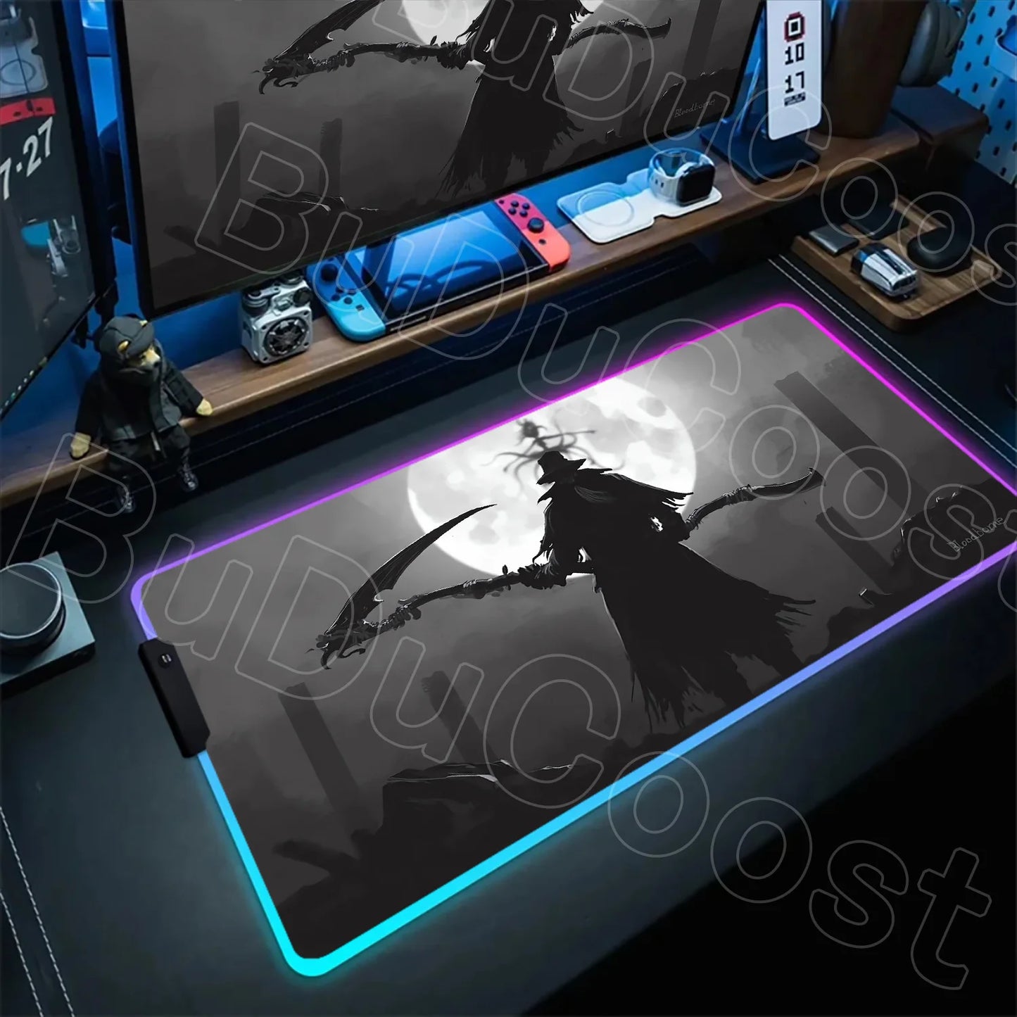 B-Bloodborne Large Gaming RGB Mouse Pad Office Laptop Accessories Non-Slip Rubber Mousepad Anime Cartoon New HD Desk Mats Carpet