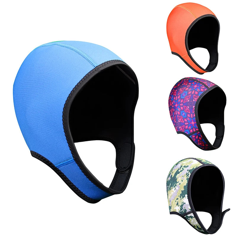 Diving Hood, 2.5mm Neoprene Thermal Diving Cap, Stretchable Surfing Swimming Cap With Chin Strap for Adult/Kids