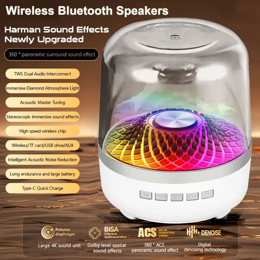 Wireless Bluetooth Speakers Portable Loudspeaker panoramic Surround Sound Effec Subwoofer Outdoor Mini Small Speaker LED Lights