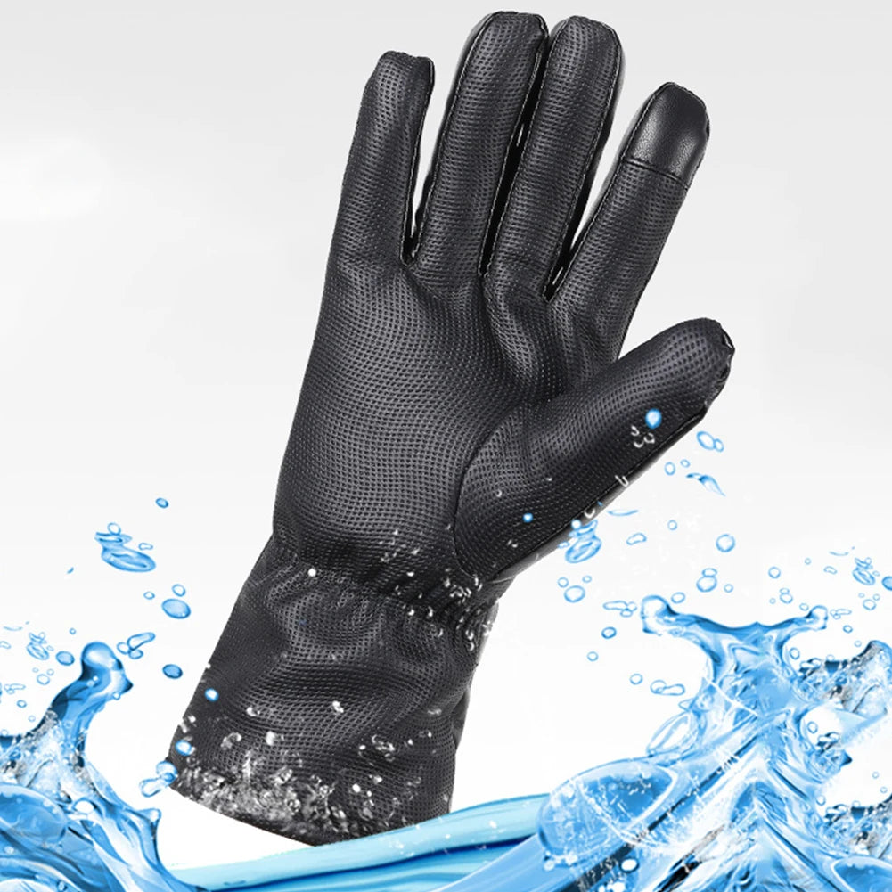 Motorcycle Heated Gloves Thermal Heat Gloves Winter Warm Skiing Motorcycle Bicycle Fishing Waterproof Heated Rechargeable Gloves