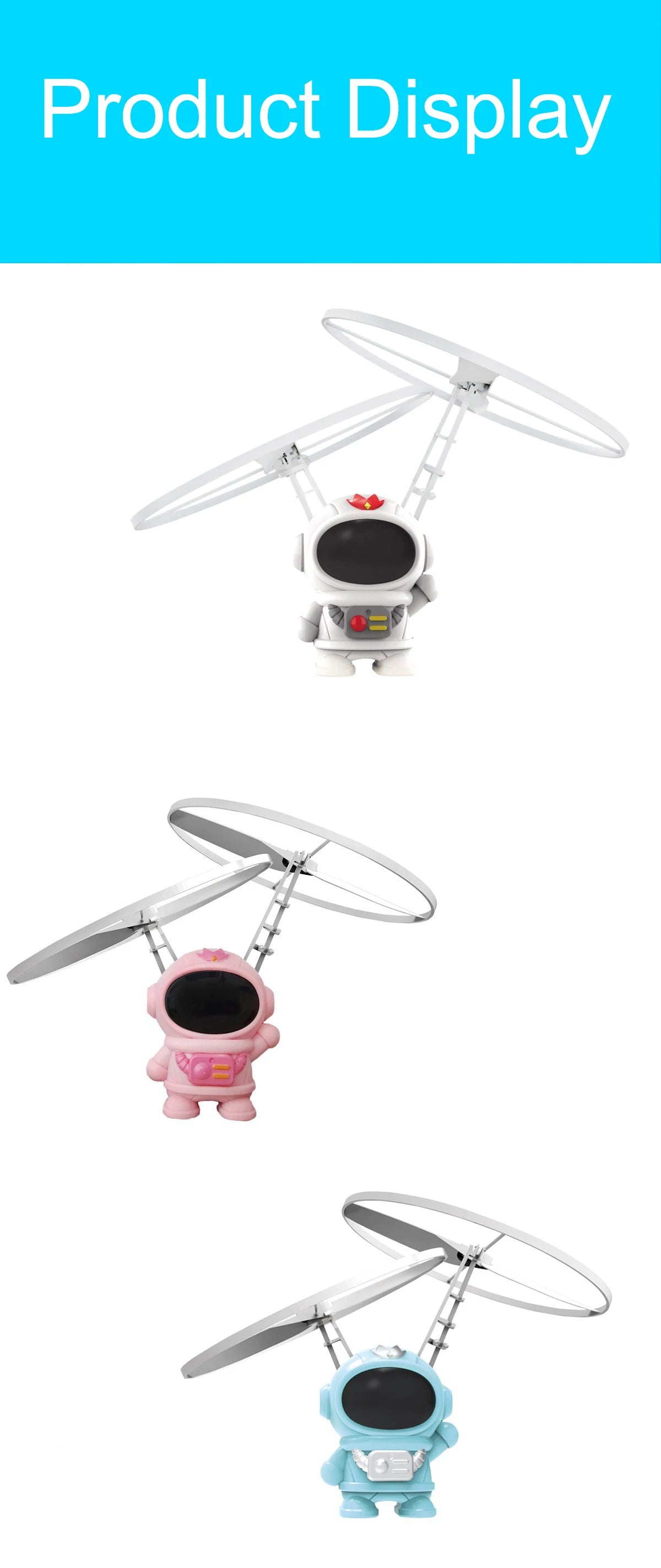 Levitating Luminous Flying Robot Astronaut Toy Aircraft Hand-Controlled Drone Interactive with Lights Outdoor Toys for Kids Gift