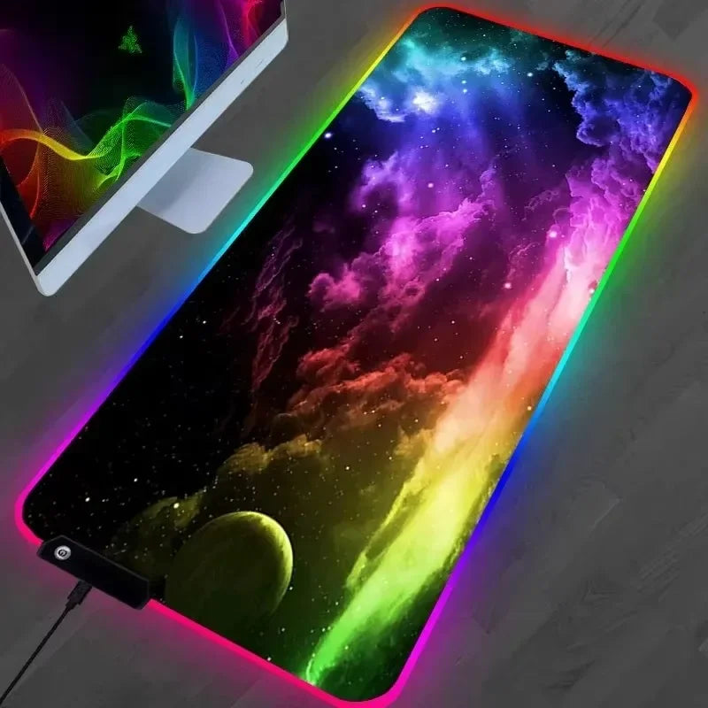 Hot Sell RGB Galaxy Milky Way Mouse Pad Carpet PC Gamer Computer Keyboard Desk Mat anti-slip Mousepad Gaming Accessories 900X400