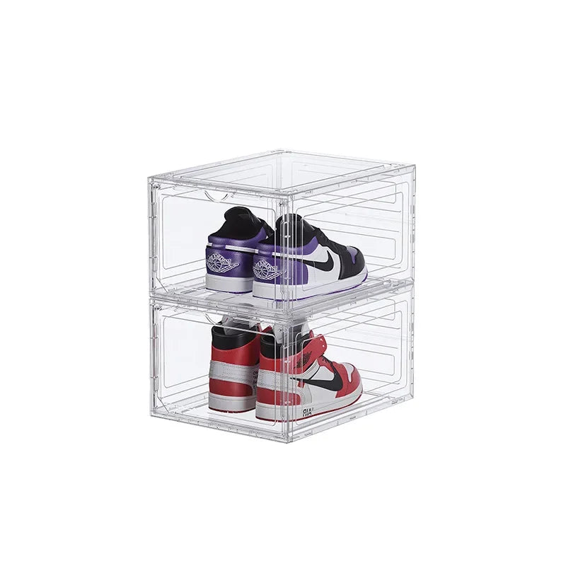48 Size Large Foldable Stackable Acrylic Shoe Box with Magnetic DoorTransparent Dustproof Sneaker Storage Organizer for AJ N ike