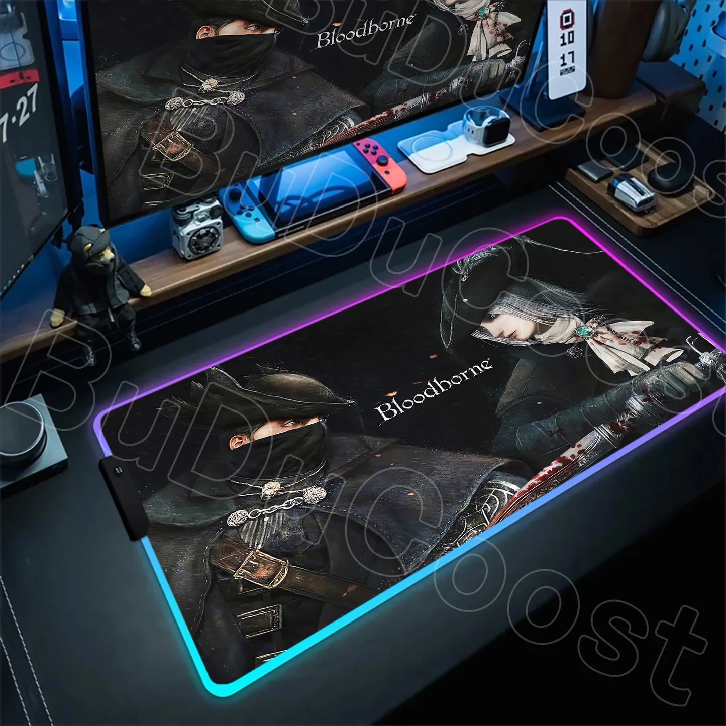 B-Bloodborne Large Gaming RGB Mouse Pad Office Laptop Accessories Non-Slip Rubber Mousepad Anime Cartoon New HD Desk Mats Carpet