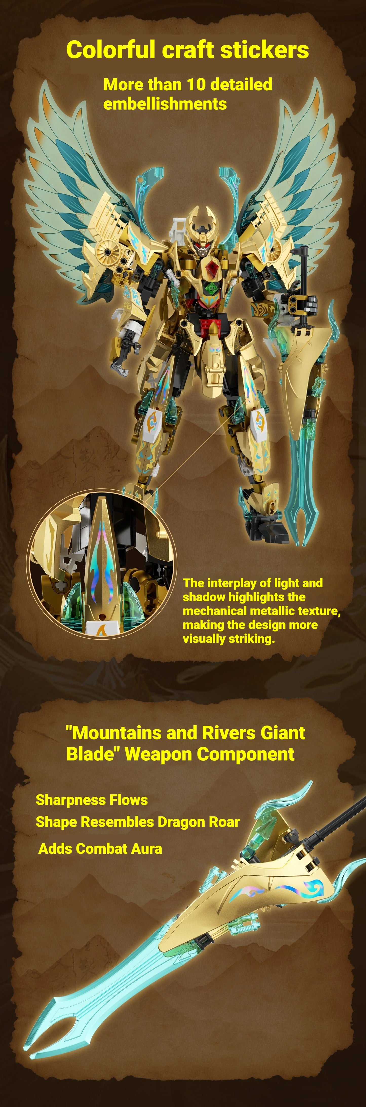 Robot building blocks set, mecha toy model, assembly, home decoration, dual-mode educational toy, birthday gift for boys.