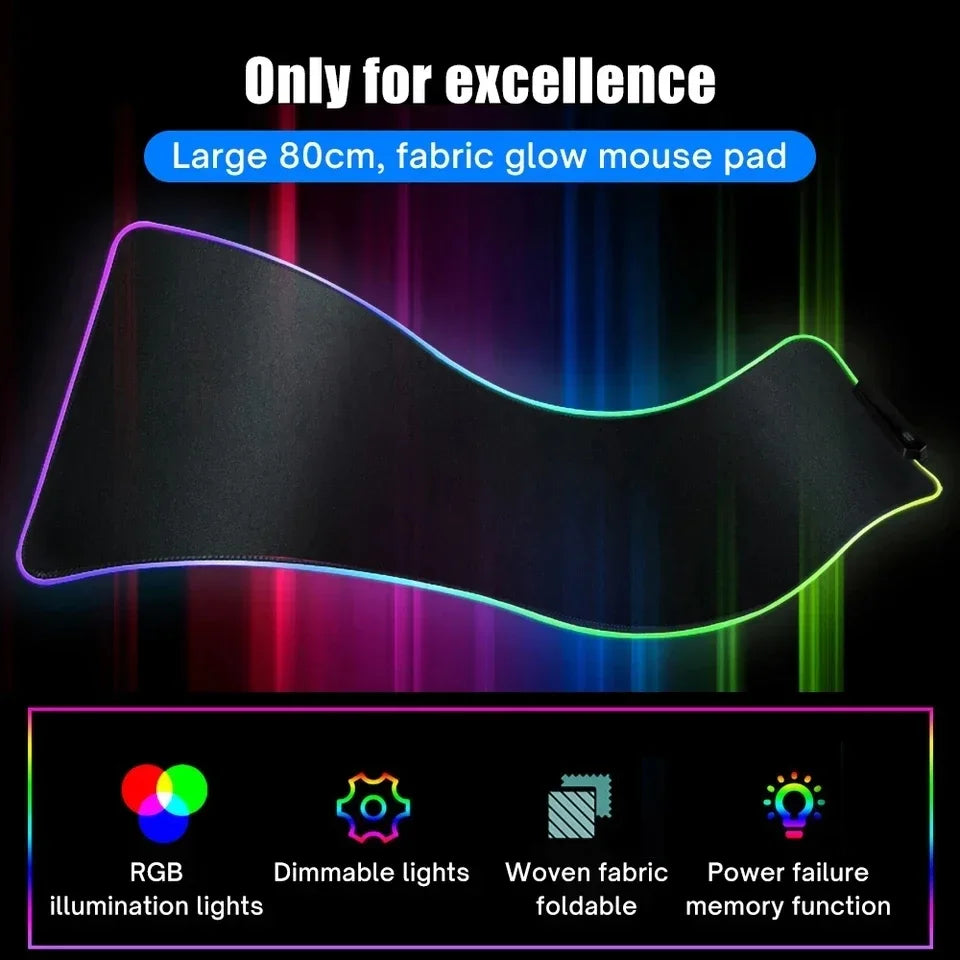 Geometric Art Mouse Pad XXL RGB Gaming MousePad HD Gamer Accessories Large LED Light MousePads PC Computer Carpet With Backlit