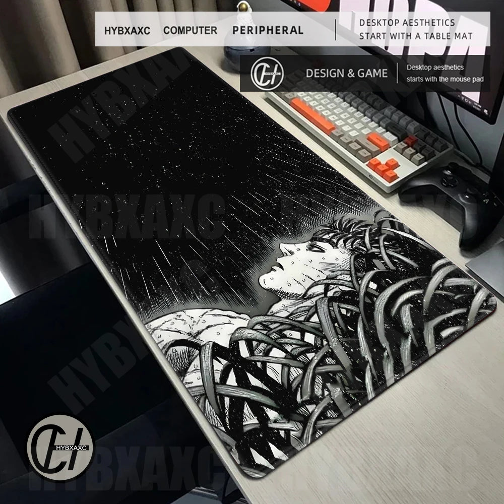 Guts sword in berserk Mouse Mat Berserk Guts Gamer Gaming Mouse Pad Computer Accessories Big Keyboard Laptop Padmouse Speed Desk