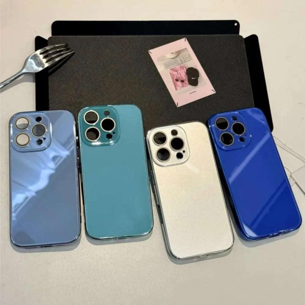 Luxury Tempered Glass Camera Protection Case for iPhone 17 16 15 14 13 12 11 Pro Max Plating Bumper Shockproof Hard Back Cover