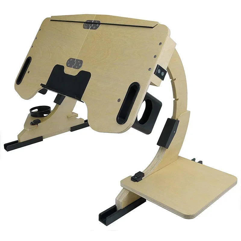 Desktop computer stand, portable and foldable stand, multi-functional reclining desk, made of wood, 360° adjustable laptop stand