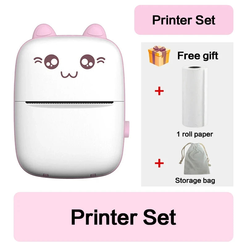 Mini Bluetooth Thermal Printer 200dpi for Labels, Photos, and Memo Printing - Portable with USB Cable