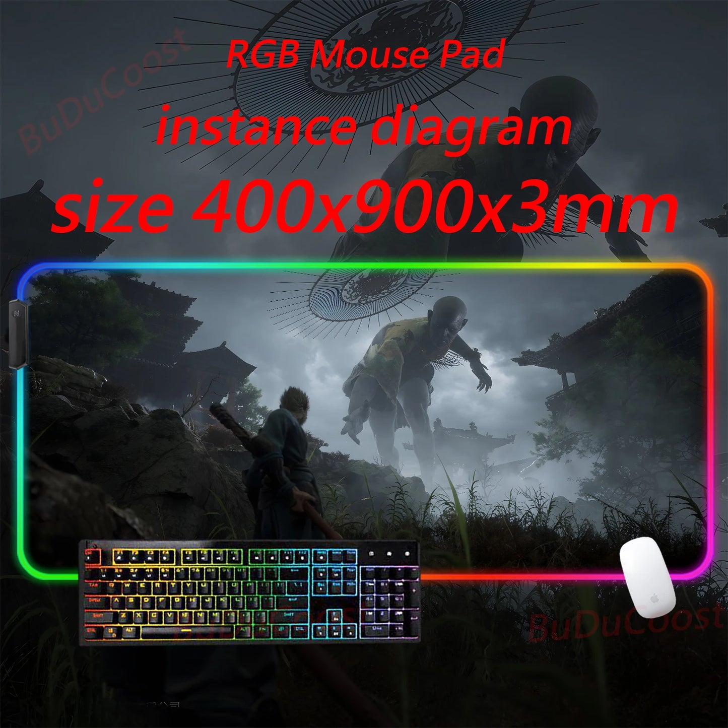 Black Myth  Wukong electronic sports PC Office HD Printing Desk Gaming RGB XXL Game Locking Edge Computer Luminescence Mouse Pad