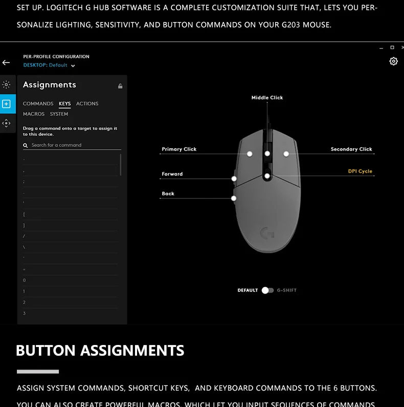 Official Logitech G203 Mouse for Gaming, Lightsync RGB with 3 Zones, 25G Acceleration, 200 IPS Tracking Speed