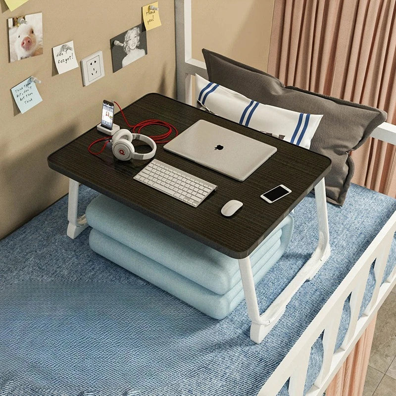 Foldable Bed Desk, Portable Laptop Table for Dormitory & Home Office, Lightweight Bamboo/MDF Sofa Tray with Folding Legs