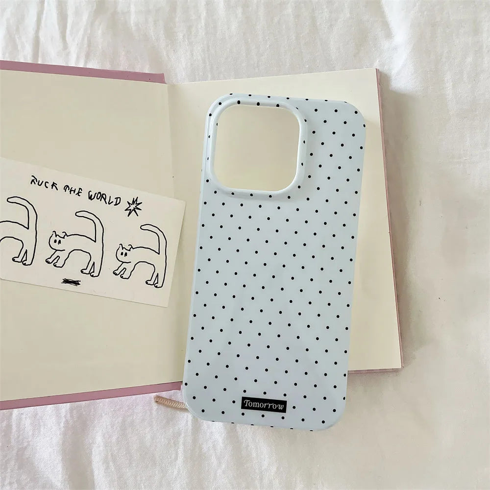 INS Polka Dot Small Fresh Mobile Phone Case for iPhone 17 16 15 14 13 12 Pro Max 11 Ultra Slim Shockproof Cover for iPhone Air