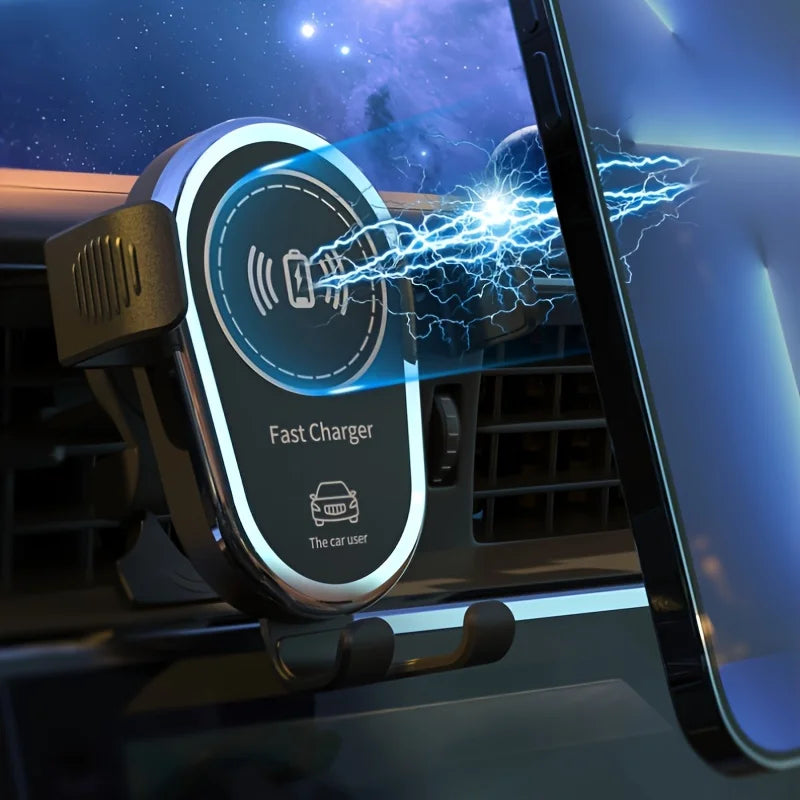 Wireless Car Charger with Triangular Wing Design Sturdy Structure, Supports PD/QC Fast Charging Protocols Compatible with iPhone